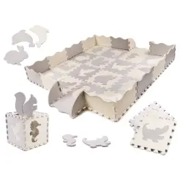 Putu puzles paklājs / rotaļu komplekts bērniem 36el. pelēks-ecru