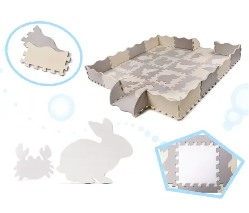 Putu puzles paklājs / rotaļu komplekts bērniem 36el. pelēks-ecru