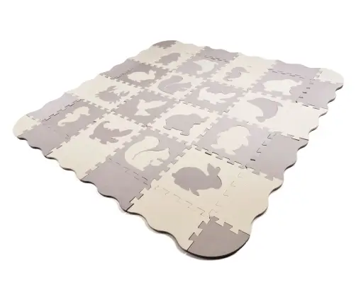 Putu puzles paklājs / rotaļu komplekts bērniem 36el. pelēks-ecru