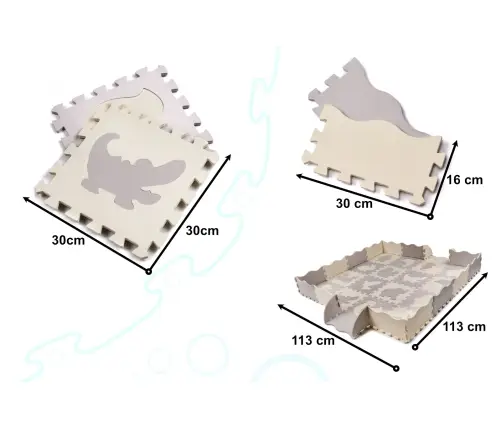 Putu puzles paklājs / rotaļu komplekts bērniem 36el. pelēks-ecru
