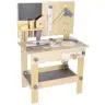 Koka darbnīca ar instrumentiem uz galda DIY komplekts