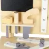 Koka darbnīca ar instrumentiem uz galda DIY komplekts