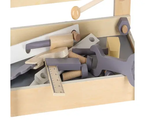 Koka darbnīca ar instrumentiem uz galda DIY komplekts