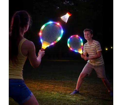 LED izgaismotas tenisa raketes + šautriņas