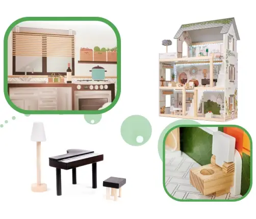 LULILO koka leļļu māja FLORO boho LED