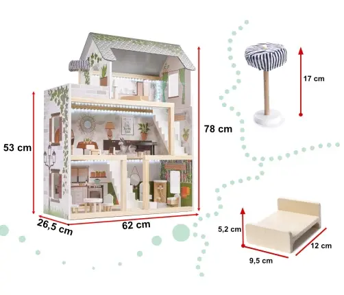 LULILO koka leļļu māja FLORO boho LED