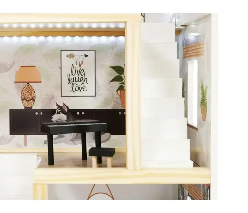 LULILO koka leļļu māja FLORO boho LED