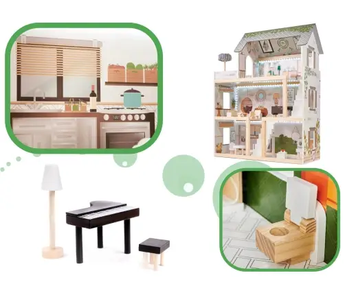 LULILO koka leļļu māja FLORO boho LED