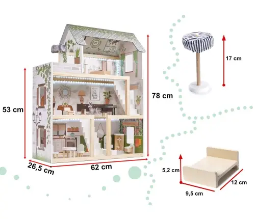 LULILO koka leļļu māja FLORO boho LED