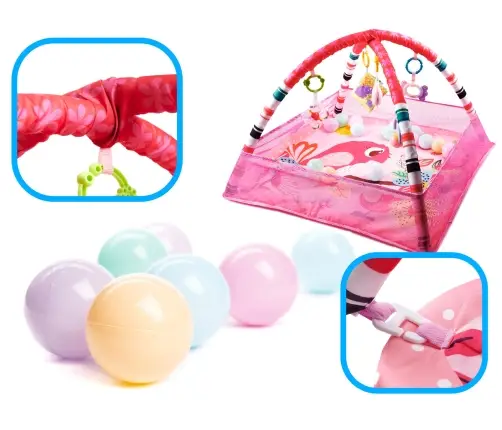 Izglītojoša rotaļu manēža ar bumbiņām rozā krāsā