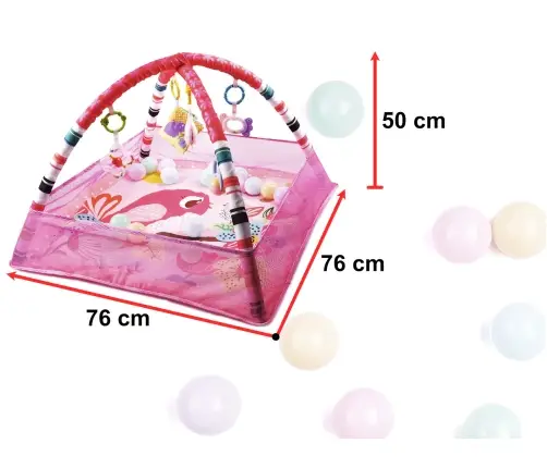 Izglītojoša rotaļu manēža ar bumbiņām rozā krāsā
