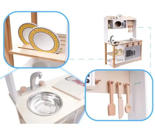 LULILO Bērnu koka virtuve MDF KUKETO + piederumi