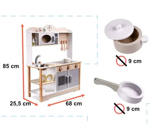LULILO Bērnu koka virtuve MDF KUKETO + piederumi
