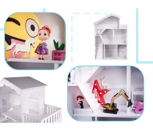 LULILO grāmatu plaukts rotaļlietu māja grāmatu skapis 2in1 CALLA 116cm XXL