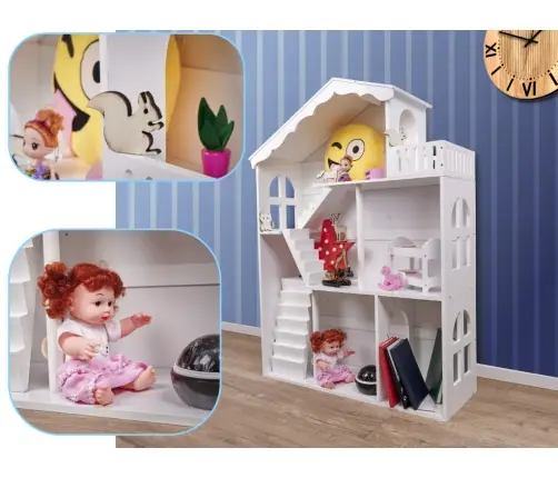 LULILO grāmatu plaukts rotaļlietu māja grāmatu skapis 2in1 CALLA 116cm XXL