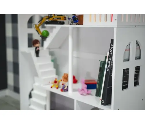 LULILO grāmatu plaukts rotaļlietu māja grāmatu skapis 2in1 CALLA 116cm XXL