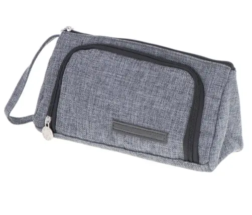 Skolas penālis dubultā maisiņa tualetes futrālis pelēks