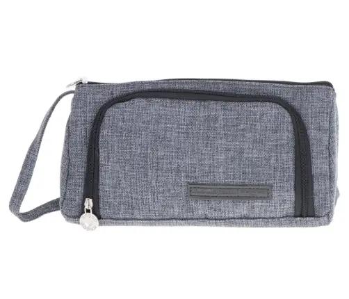 Skolas penālis dubultā maisiņa tualetes futrālis pelēks