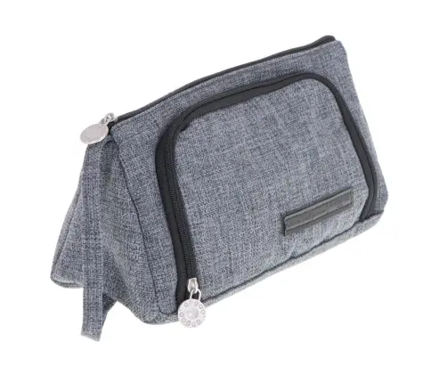 Skolas penālis dubultā maisiņa tualetes futrālis pelēks