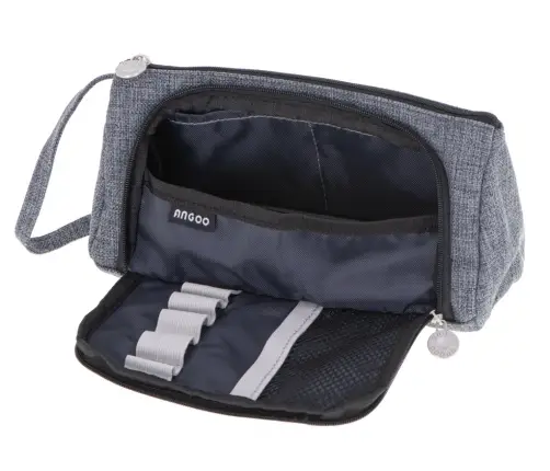 Skolas penālis dubultā maisiņa tualetes futrālis pelēks