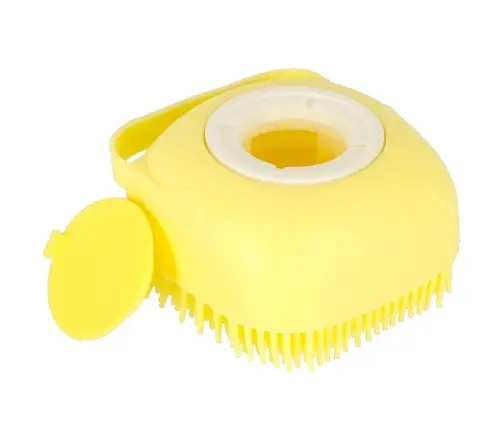 Silikona birste suņu un kaķu mazgāšanai dzeltena