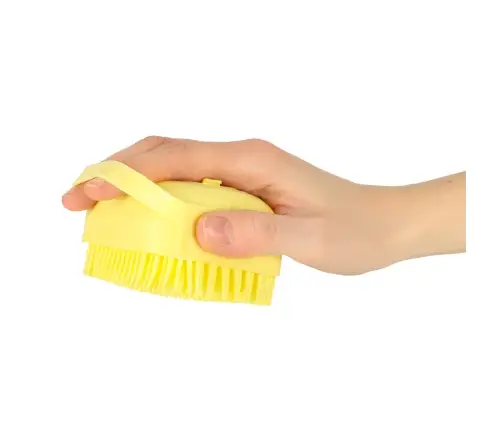 Silikona birste suņu un kaķu mazgāšanai dzeltena