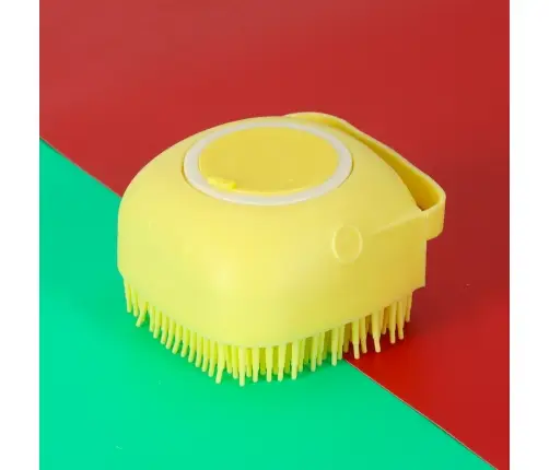 Silikona birste suņu un kaķu mazgāšanai dzeltena