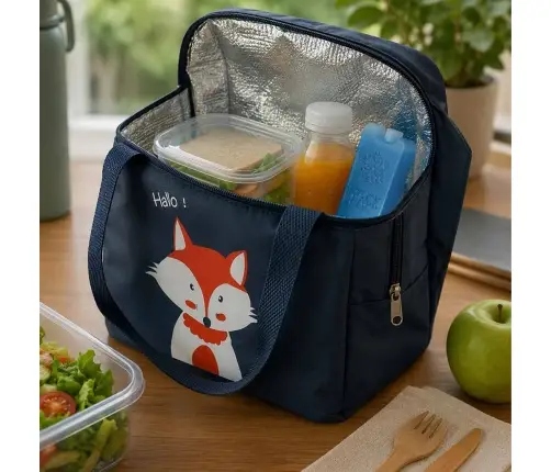 Izolēts termisks maisiņš brokastu pusdienas fox orange
