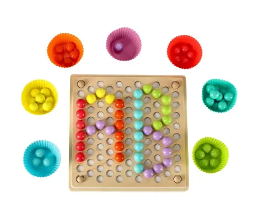 Izglītojoša montessori pērlīšu bumbiņu mozaīkas puzle 77el.