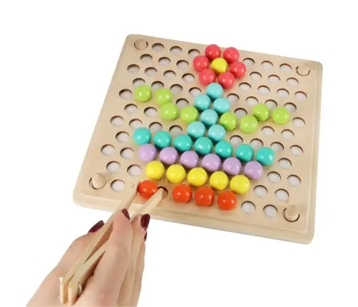 Izglītojoša montessori pērlīšu bumbiņu mozaīkas puzle 77el.