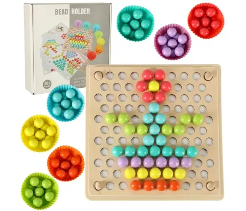 Izglītojoša montessori pērlīšu bumbiņu mozaīkas puzle 77el.