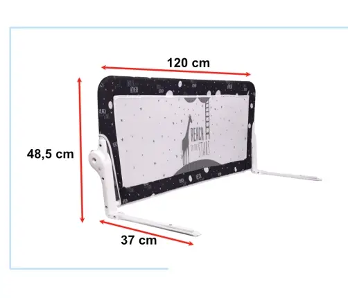 Drošības vārti barjera gultas sargs 120cm melni