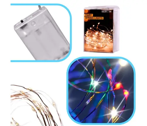 LED dekoratīvie vadi 5m 50LED daudzkrāsains apgaismojums