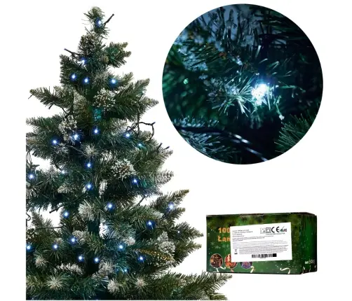 LED gaismas ķēdes 10m 100LED aukstā baltā krāsā