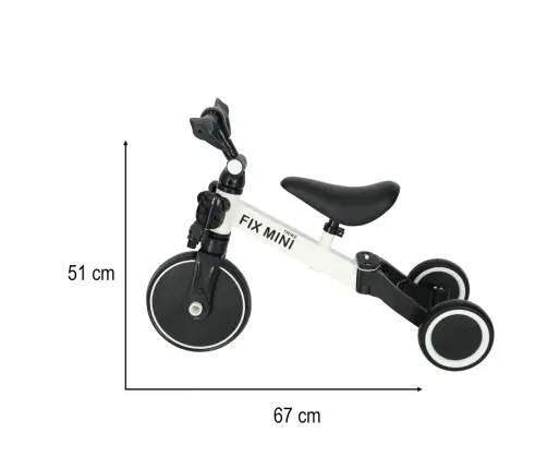 Trike Fix Mini distanču trīsritenis 3in1 ar pedāļiem balts
