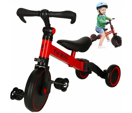 Trike Fix Mini distanču trīsritenis 3in1 ar pedāļiem sarkans