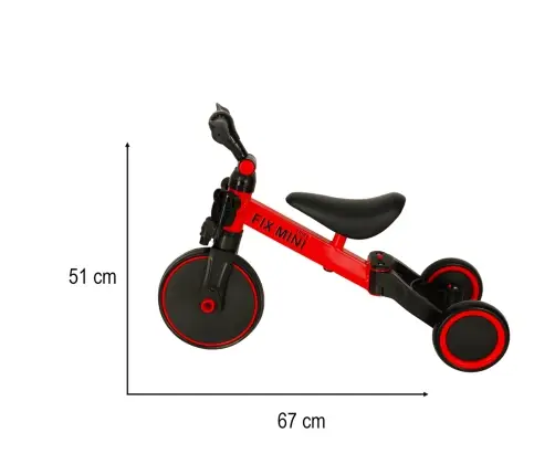 Trike Fix Mini distanču trīsritenis 3in1 ar pedāļiem sarkans