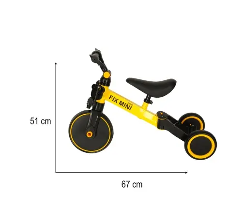 Trike Fix Mini distanču trīsritenis 3in1 ar pedāļiem dzeltens
