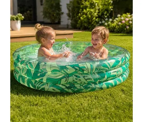Bērnu piepūšamais baseins 3 kameras 150cm lapas
