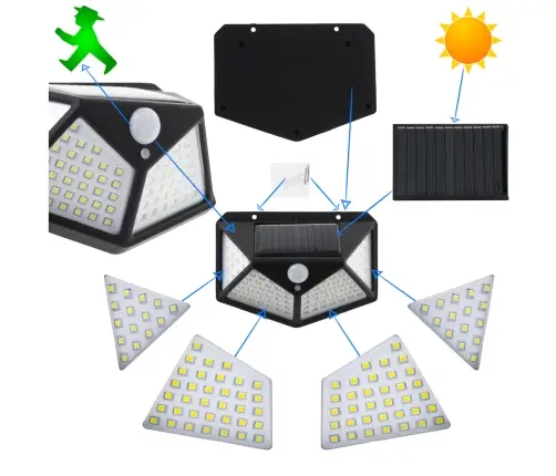 Saules kustības un krēslas sensora lampa 100 LED