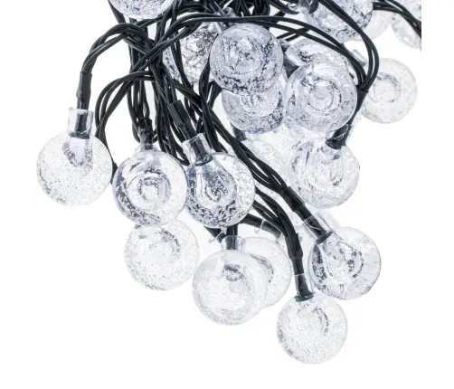 Saules dārza apgaismojums bumbiņas 7m 50LED silti balta