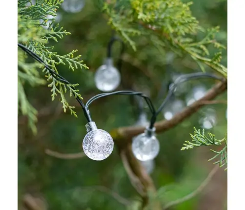 Saules dārza apgaismojums bumbiņas 7m 50LED silti balta