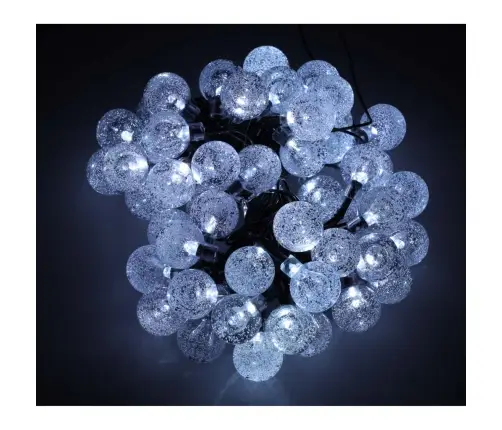 Saules dārza apgaismojums bumbiņas 7m 50LED auksti balta