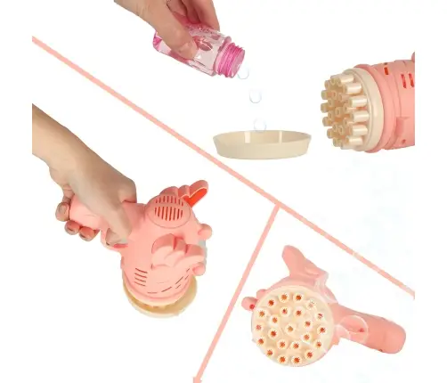 Ziepju burbuļu pistole ziepju burbuļi ar spārniem rozā krāsā