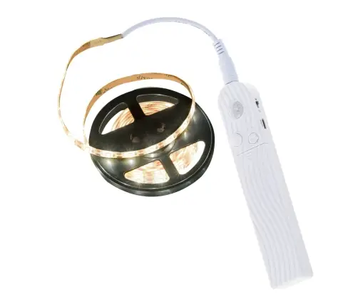 Ar USB akumulatoru darbināms kustības detektors LED sloksne 2M silti balta