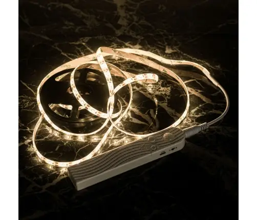 Ar USB akumulatoru darbināms kustības detektors LED sloksne 2M silti balta