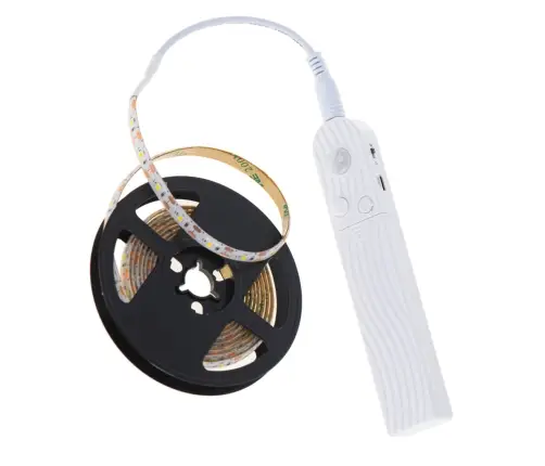 Ar USB akumulatoru darbināms kustības detektors LED sloksne 2M auksti balta