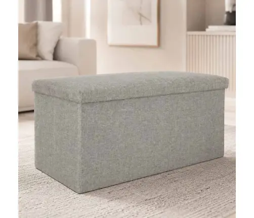 Salokāms pufs ar glabāšanas nodalījumu pelēks liels 76x38x38cm