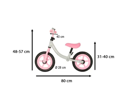 Trike Fix Balance distanču velosipēds baltā un rozā krāsā