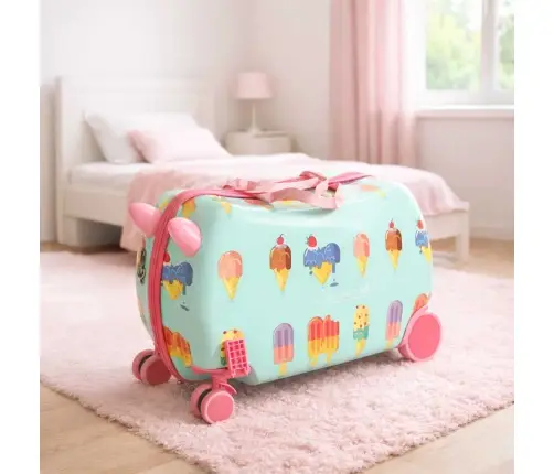 Bērnu ceļojuma koferis uz riteņiem saldējums